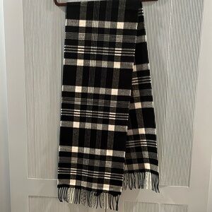 Men's Black and White Plaid 100% Cashmere Scarf